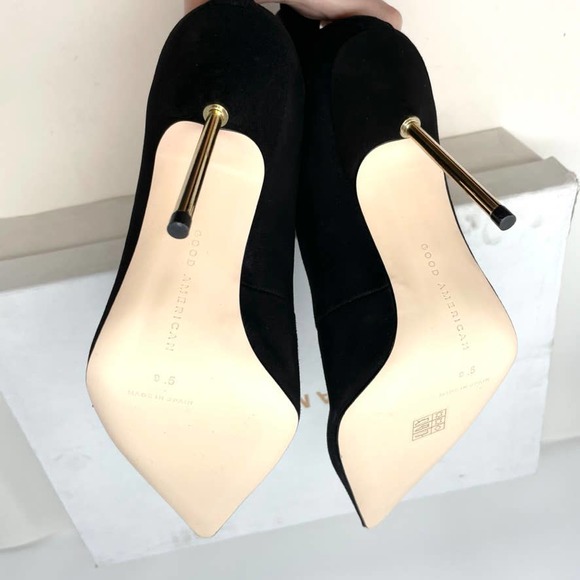 Good American Suede Pointed Toe Scandal Ankle Booties In Black Size 9.5 New - Picture 8 of 12